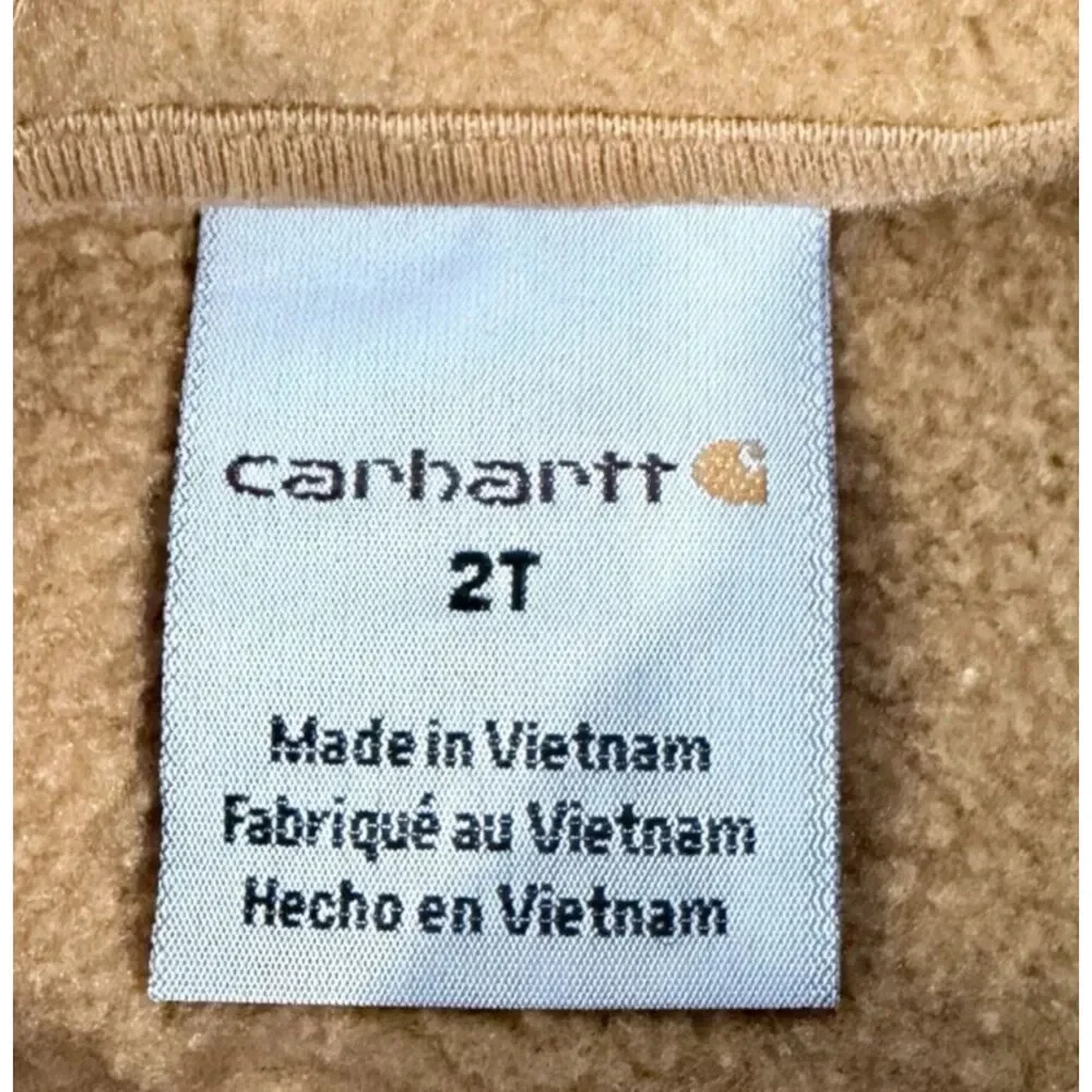 Carhartt Full Zip Hoodie Kid's 2T Sweatshirt Brown Embroidered Logo Pockets